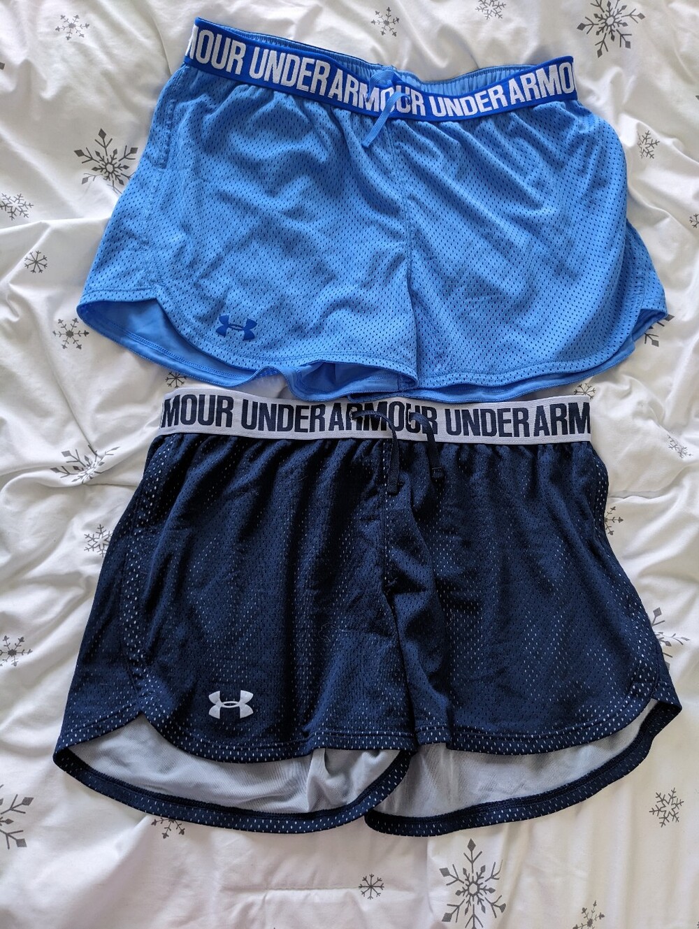 Under Armour Women's Bundle Light Blue And Navy Mesh Athletic Shorts - Size US M